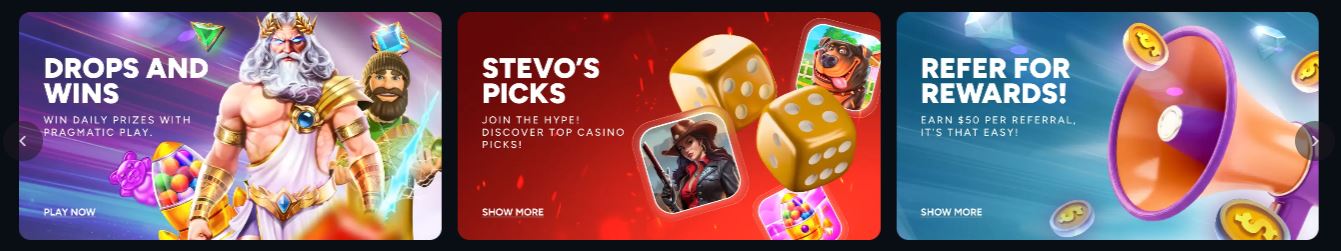 Win daily prizes with Drops and Wins or earn $50 per referral at Casiny