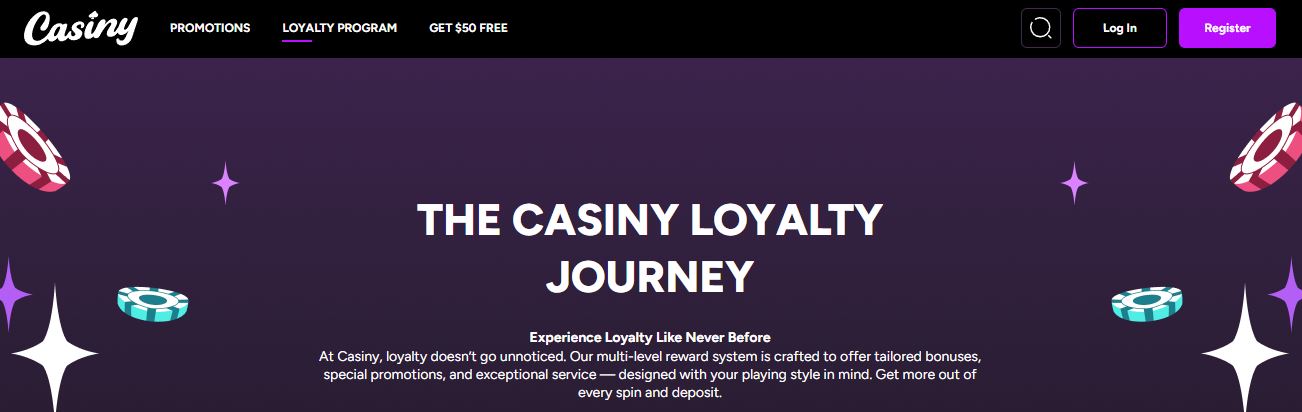 Join the loyalty program and get tailored bonuses with every spin and deposit
