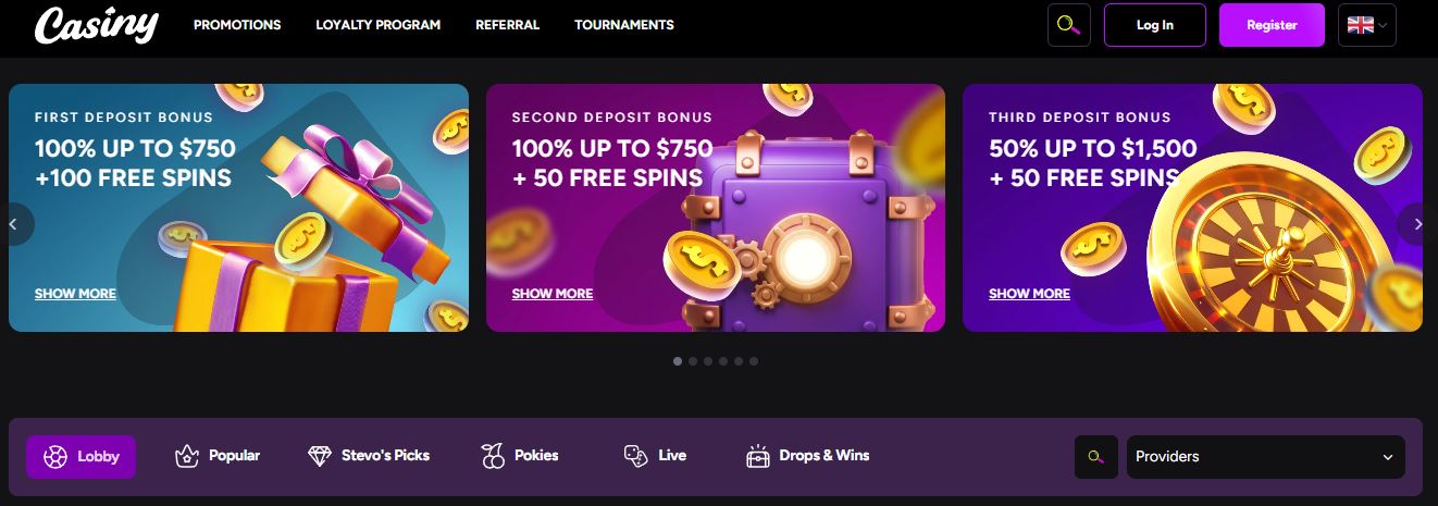 Visit main page featuring massive welcome bonus deals