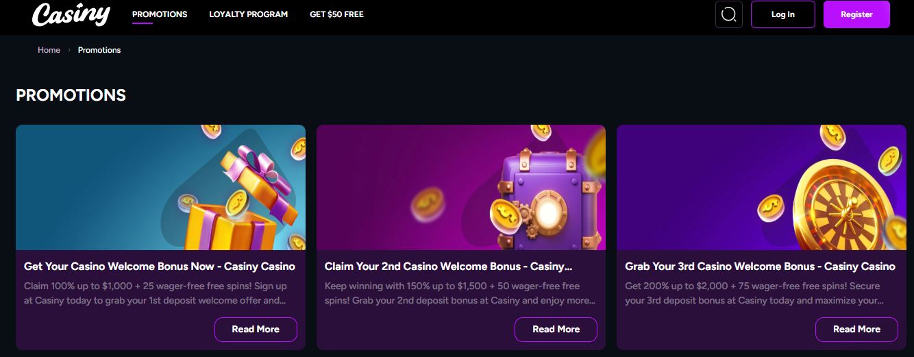 Visit the promotions page and claim up to $2,000 bonus plus 75 wager-free free spins